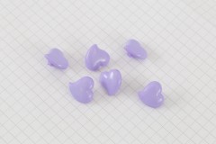 Heart Shape Buttons, Lilac, 15mm (pack of 6)