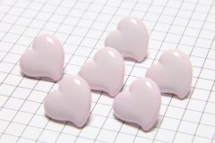 Heart Shape Buttons, Baby Pink, 15mm (pack of 6)