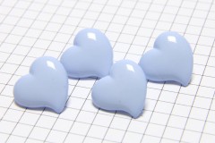 Heart Shape Buttons, Baby Blue, 17mm (pack of 4)