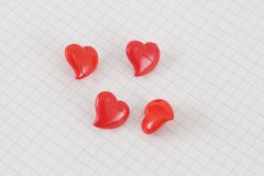 Heart Shape Buttons, Red, 17mm (pack of 4)