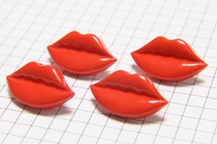 Lips Buttons, Red, 25mm (pack of 4)