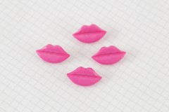 Lips Buttons, Pink, 24mm (pack of 4)