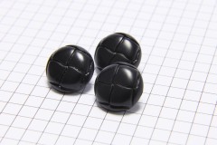 Round Leather Effect Buttons, Black, 15mm (pack of 3)