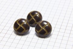 Round Leather Effect Buttons, Brown, 15mm (pack of 3)