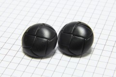 Round Leather Effect Buttons, Black, 20mm (pack of 2)