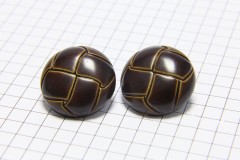 Round Leather Effect Buttons, Brown, 20mm (pack of 2)