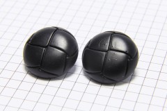 Round Leather Effect Buttons, Black, 22.5mm (pack of 2)