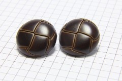 Round Leather Effect Buttons, Brown, 22.5mm (pack of 2)