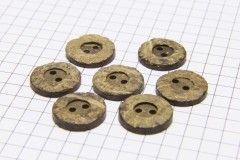 Round Coconut Shell Buttons, Natural Brown, 15mm (pack of 7)