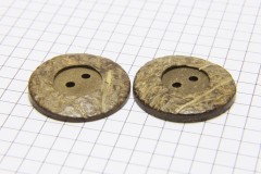 Round Coconut Shell Buttons, Natural Brown, 28mm (pack of 2)