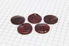 Round Shell Buttons, Dark Red, 15mm (pack of 5)