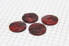 Round Shell Buttons, Dark Red, 17.5mm (pack of 4)