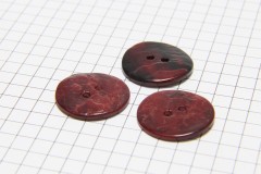 Round Shell Buttons, Dark Red, 20mm (pack of 3)