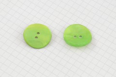 Round Shell Buttons, Lime Green, 22.5mm (pack of 2)