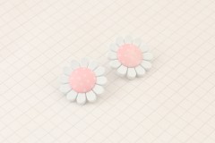 Daisy Buttons, White/Pink with Shank, Plastic, 23mm (pack of 2)