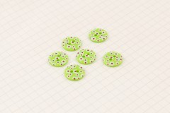Round Green Floral 2-Hole Buttons, Plastic, 13mm (pack of 6)