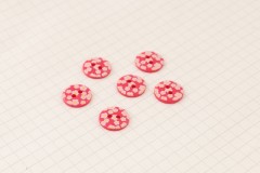 Round Red Floral 2-Hole Buttons, Plastic, 13mm (pack of 6)