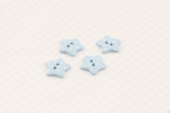 Blue Polka Dot Star Buttons, 2-Hole, Plastic, 18mm (pack of 4)