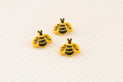 Yellow Bumblebee Buttons, Shank, Plastic, 18mm (pack of 3)