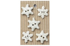 Handmade Snowflake Buttons, White, 25mm (pack of 5)