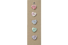 Handmade Patterned Heart Shaped Buttons, Multicoloured, 15mm (pack of 5)
