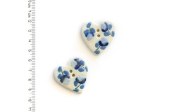 Handmade Large Floral Heart Buttons, 35mm (pack of 2)