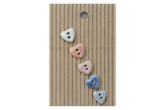 Handmade Mini Heart Shape Glazed  Buttons, Pastel,10mm (pack of 5)