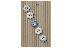 Handmade Mini Flower Shape Glazed Buttons, Blue,10mm (pack of 5)