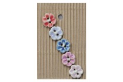 Handmade Flower Shape Buttons, Pastel, 15mm (pack of 5)