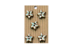 Handmade Star Flower Shape Glazed Buttons, Blue, 20mm (pack of 5)