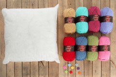 Attic24 - Jolly Chunky Bag and Rainbow Raindrop Cushion (Stylecraft Yarn Pack with 8 Buttons & Cushion Pad)