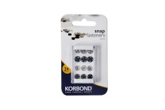 Korbond - Snap Fasteners, Sew-on, Black & Silver (pack of 24)
