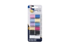 Korbond - Pastel Mix Threads, Polyester, Assorted Colours (pack of 12)