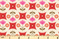 Lewis and Irene - Flower Child - Fab Floral Circles - Red (A438.3)