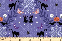 Lewis and Irene - Castle Spooky - Cobwebs and Cats - Purple Blue with Glow in the Dark (A576.2)