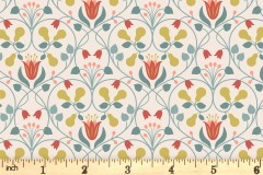 Lewis and Irene - Wintertide - Pear Hearts - Cream with Gold Metallic (A586.1)