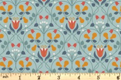 Lewis and Irene - Wintertide - Pear Hearts - Light Blue with Copper Metallic (A586.2)
