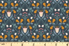 Lewis and Irene - Wintertide - Pear Hearts - Dark Blue with Copper Metallic (A586.3)