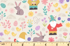 Lewis and Irene - Spring Treats - Spring Gnomes - Cream (A588.1)