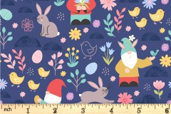 Lewis and Irene - Spring Treats - Spring Gnomes - Dark Blue (A588.3)