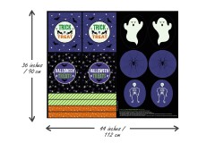 Lewis and Irene - Haunted House - Halloween Treat Bag Panel - Black with Glow in the Dark (A598.2)