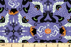 Lewis and Irene - Haunted House - Hats, Cats and Bats - Spooky Blue with Glow in the Dark (A603.1)