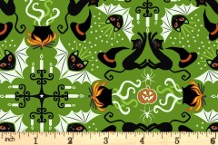 Lewis and Irene - Haunted House - Hats, Cats and Bats - Green with Glow in the Dark (A603.2)