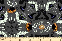 Lewis and Irene - Haunted House - Hats, Cats and Bats - Grey with Glow in the Dark (A603.3)