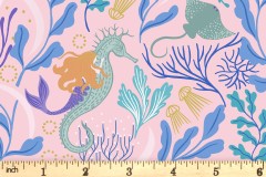 Lewis and Irene - Moontide - Mermaid Reef - Light Pink with Gold Metallic (A620.1)