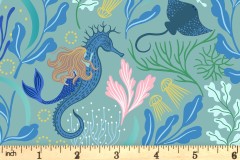 Lewis and Irene - Moontide - Mermaid Reef - Light Teal with Gold Metallic (A620.2)
