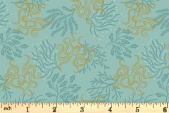 Lewis and Irene - Moontide - Octopus - Light Teal with Gold Metallic (A621.1)