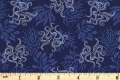 Lewis and Irene - Moontide - Octopus - Dark Blue with Silver Metallic (A621.3)