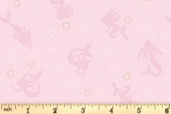 Lewis and Irene - Moontide - Mermaid Silhouettes - Light Pink with Gold Metallic (A622.1)