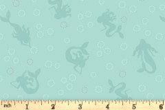 Lewis and Irene - Moontide - Mermaid Silhouettes - Light Teal with Silver Metallic (A622.2)